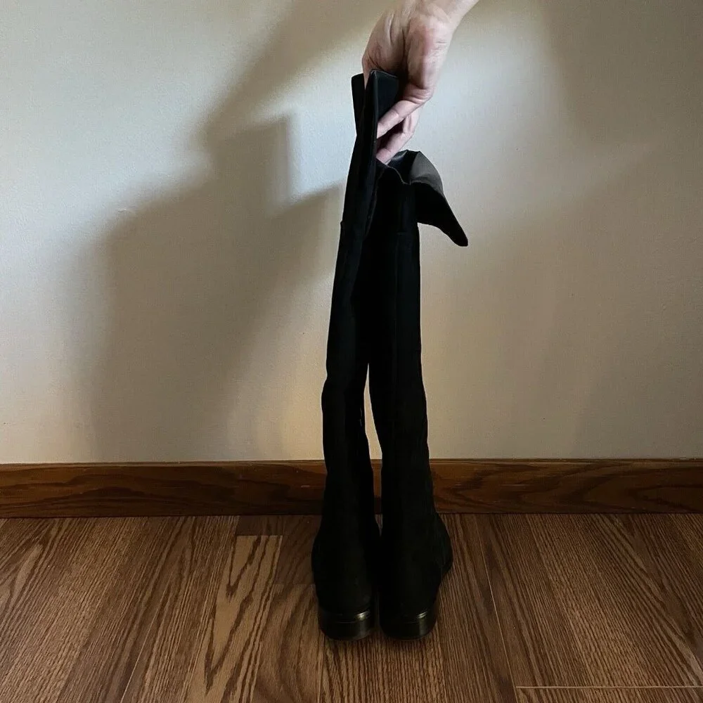 J.Crew Factory Women Size 7 Black Faux Microsuede Classic Over-the-knee Boots